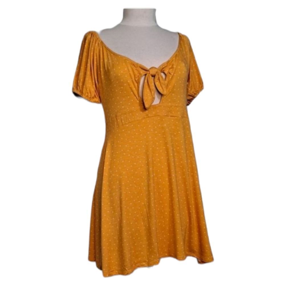 Love, Fire Mini Dress Mustard Yellow White Medum